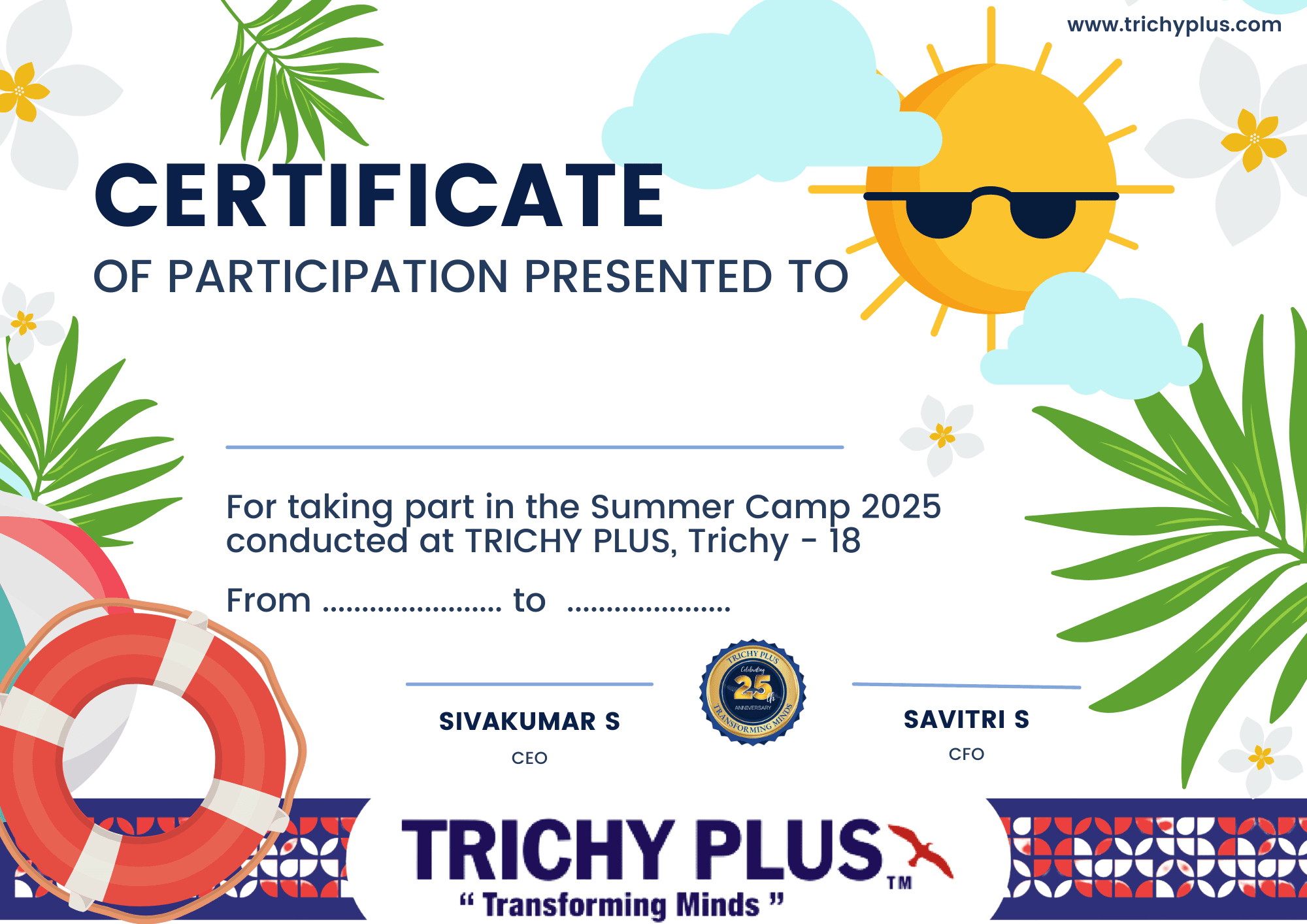 Trichy Plus Participation Certificate